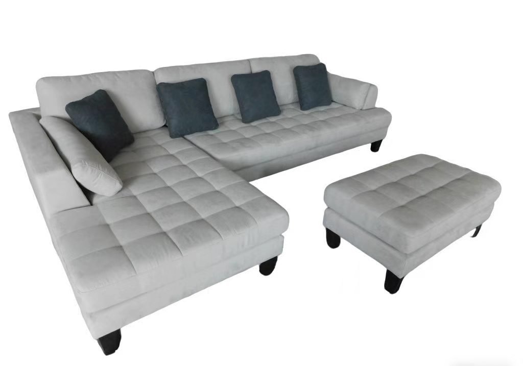 3pc Contemporary Grey Microfiber Fabric Sectional Couch Sofa  S168LG