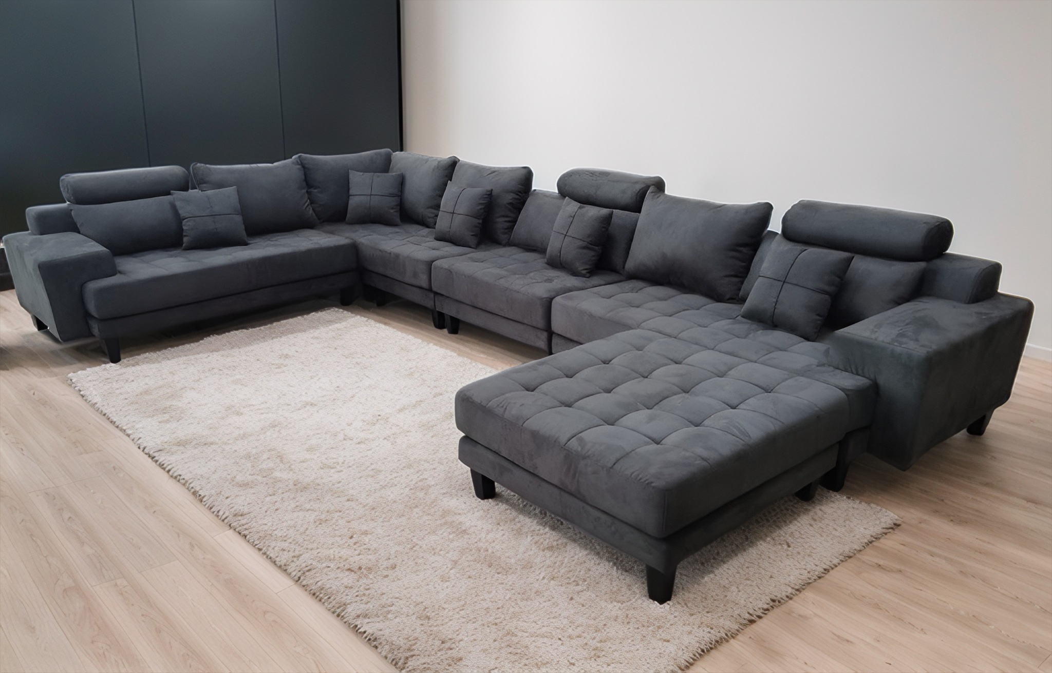 S150D5A 5pc. Dark Grey Microfiber Reversible Sectional Fabric Sofa