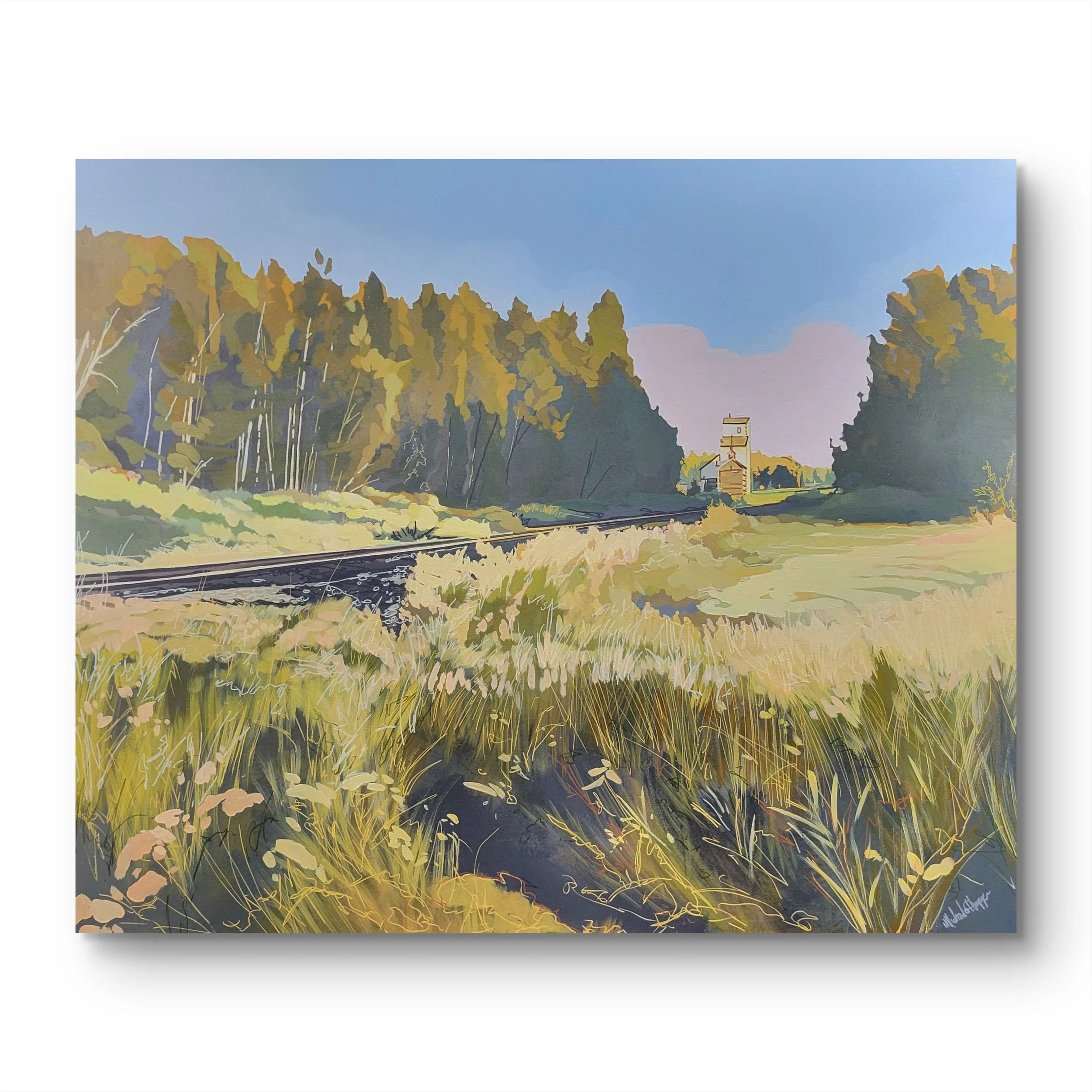 June Is Busting Out All Over
  
30 inches high x 36 inches wide acrylic and marker on canvas wrapped on 1.5 deep stretcher bars.  $2300 +GST  On display at Dervilia Art & Design, Saskatoon SK  