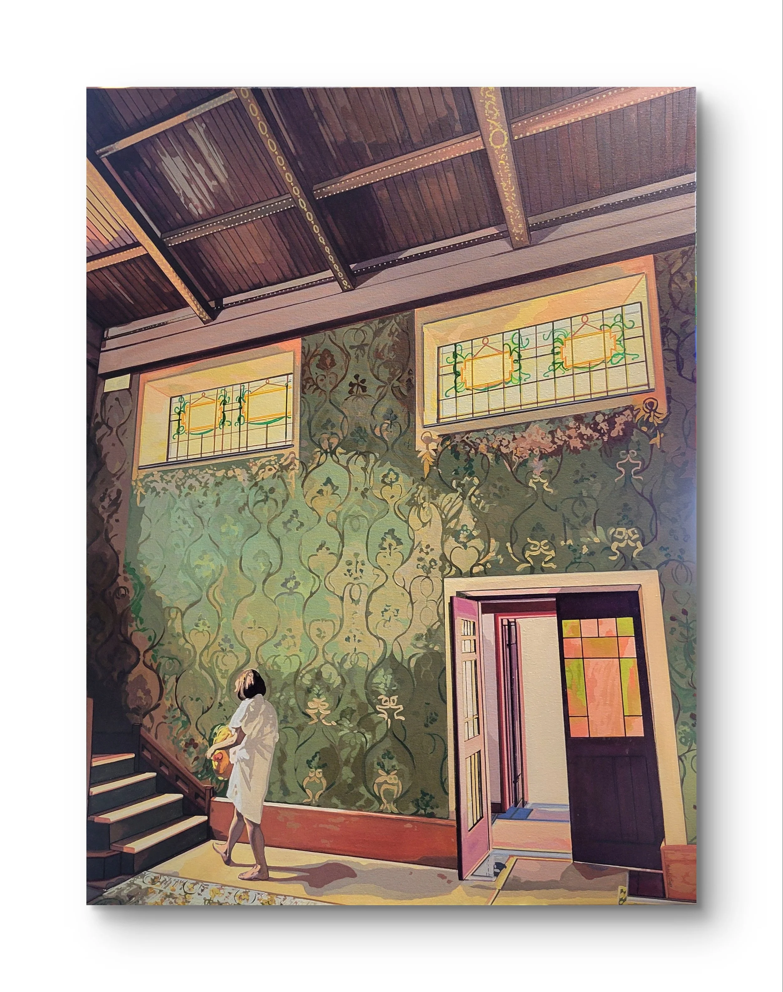 She Who Studies The Light
  
48 inches high x 36 inches wide acrylic and marker on canvas wrapped on 1.5 deep stretcher bars.  $3350 +GST  On display at The Benz Gallery, London Ontario   