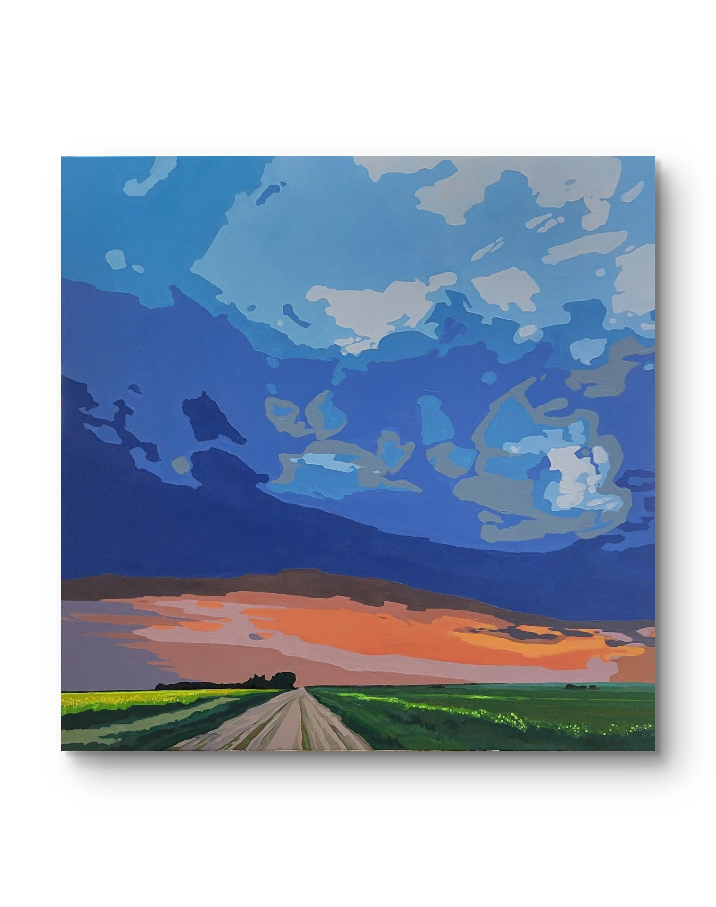 Where Thunder Meets The Sun
  
30 inches high x 30 inches wide acrylic and marker on canvas wrapped on 1.5 deep stretcher bars.  $2000 +GST  On display at Effusion Gallery, Invermere BC   