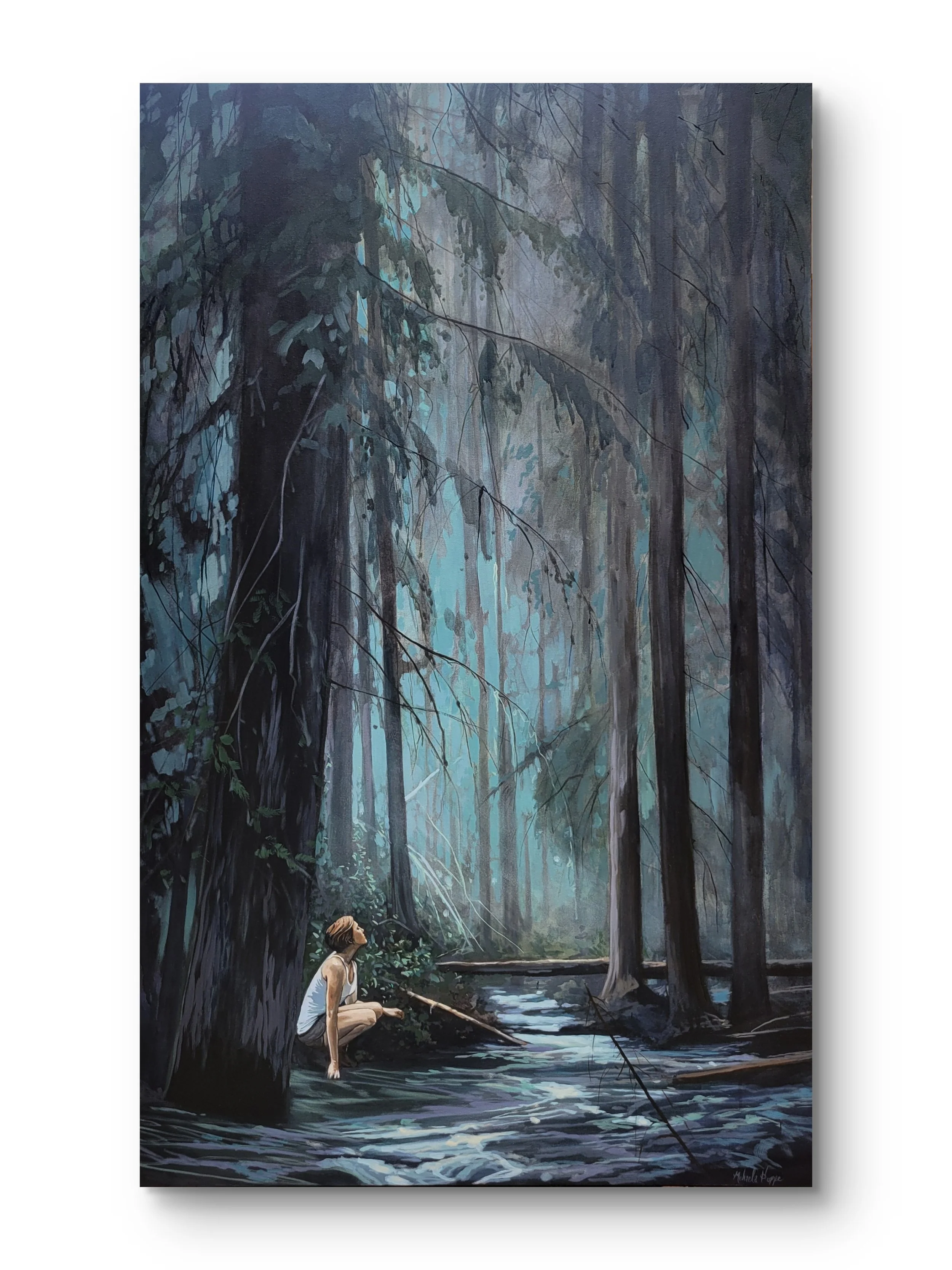 She Talks To Angels
  
48 inches high x 30 inches wide acrylic and marker on canvas wrapped on 1.5 deep stretcher bars.  $2850 +GST  Contact me for more information about this piece  