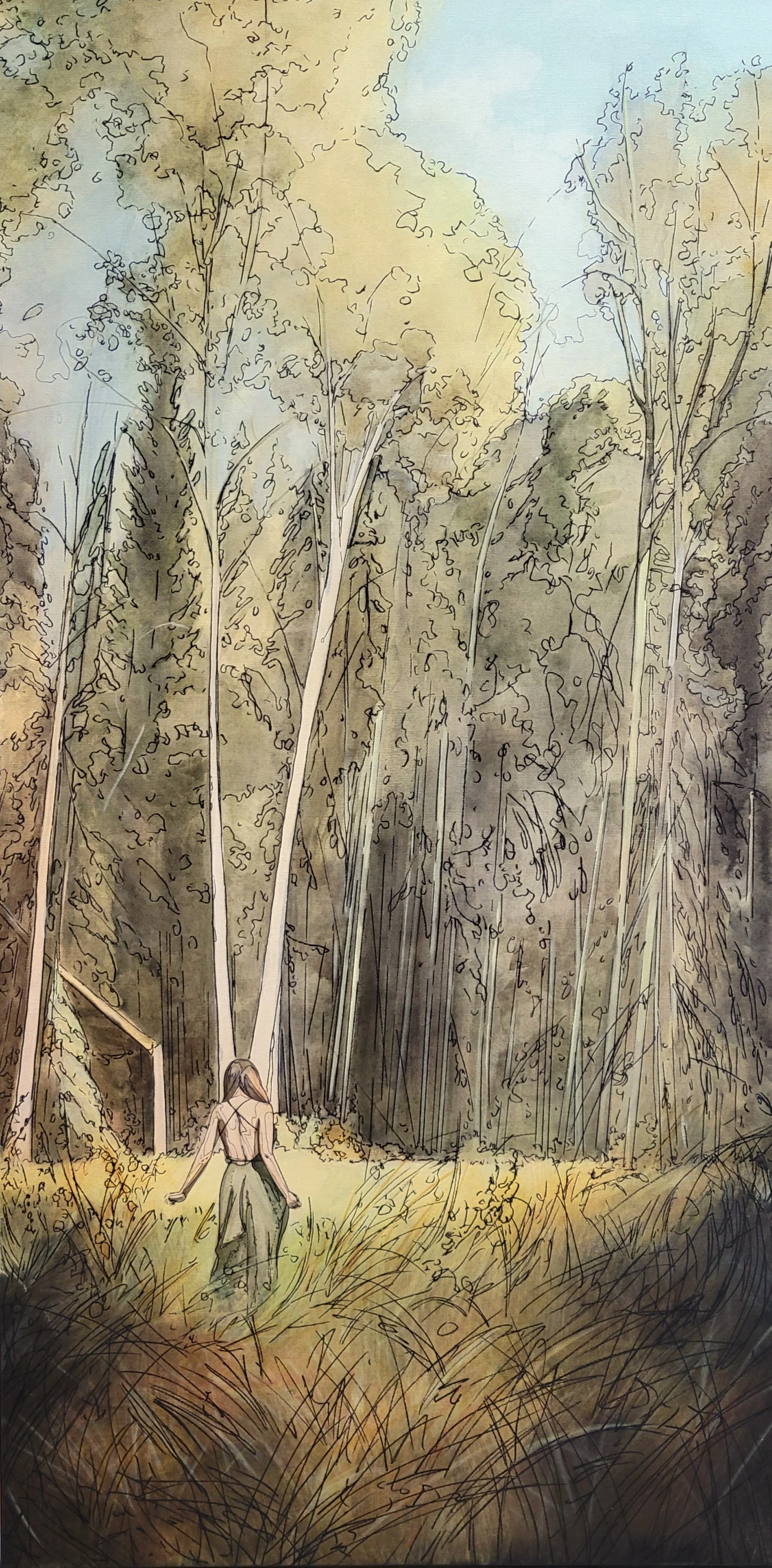 Free Your Mind
  
36 inches high x 18 inches wide acrylic and marker on canvas wrapped on 1.5 deep stretcher bars.  $1500 +GST  Available now at Effusion Art Gallery, Invermere BC  