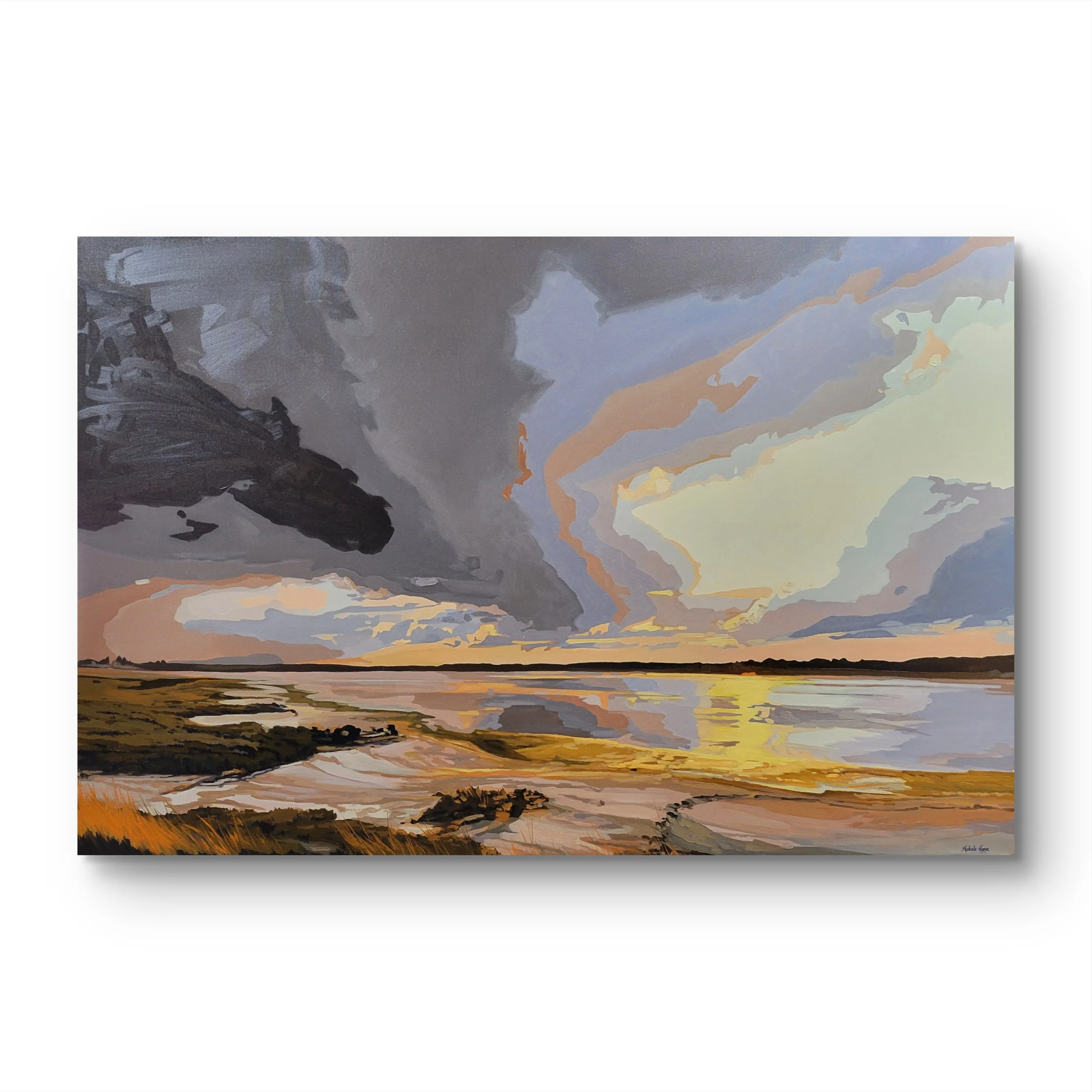 Before The Thunder Breaks
  
40 inches high x 60 inches wide oil on canvas wrapped on 1.5 deep stretcher bars.  $4500 +GST  On display at Gibson Fine Art, Calgary Alberta 