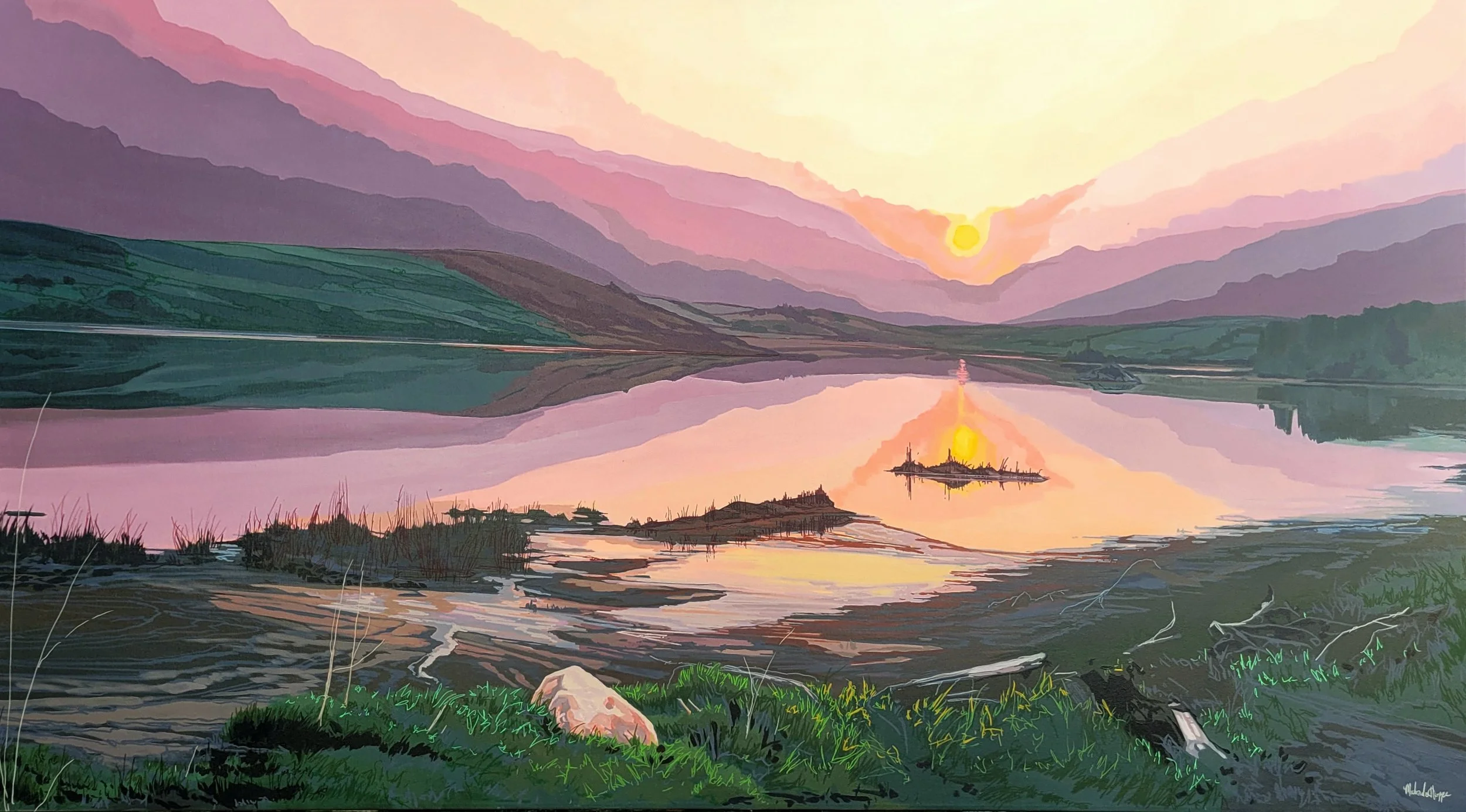 This Is My Office

 

 40inches high x 70inches wide oil paint on canvas wrapped on 1.5 inch deep stretcher bars   $5000 +GST  Available at Dervilia Art &amp; Design, Saskatoon SK 