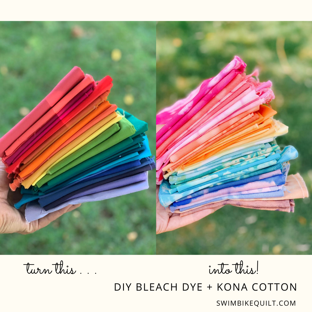 DIY How to Bleach Dye Kona Cotton, a Tutorial — Swim Bike Quilt