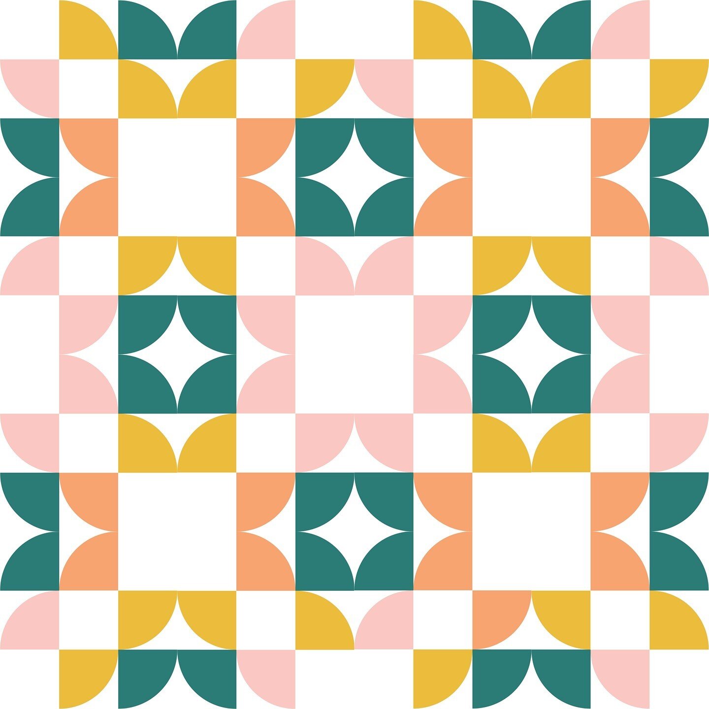 This is one of the designs I mocked up, using my Summer Blooms block. Just rotate the block, change up the fabrics, and it makes such a happy, floral block. I think I would use 6-1/2'' curves instead of the size in the block pattern, or make the bloc