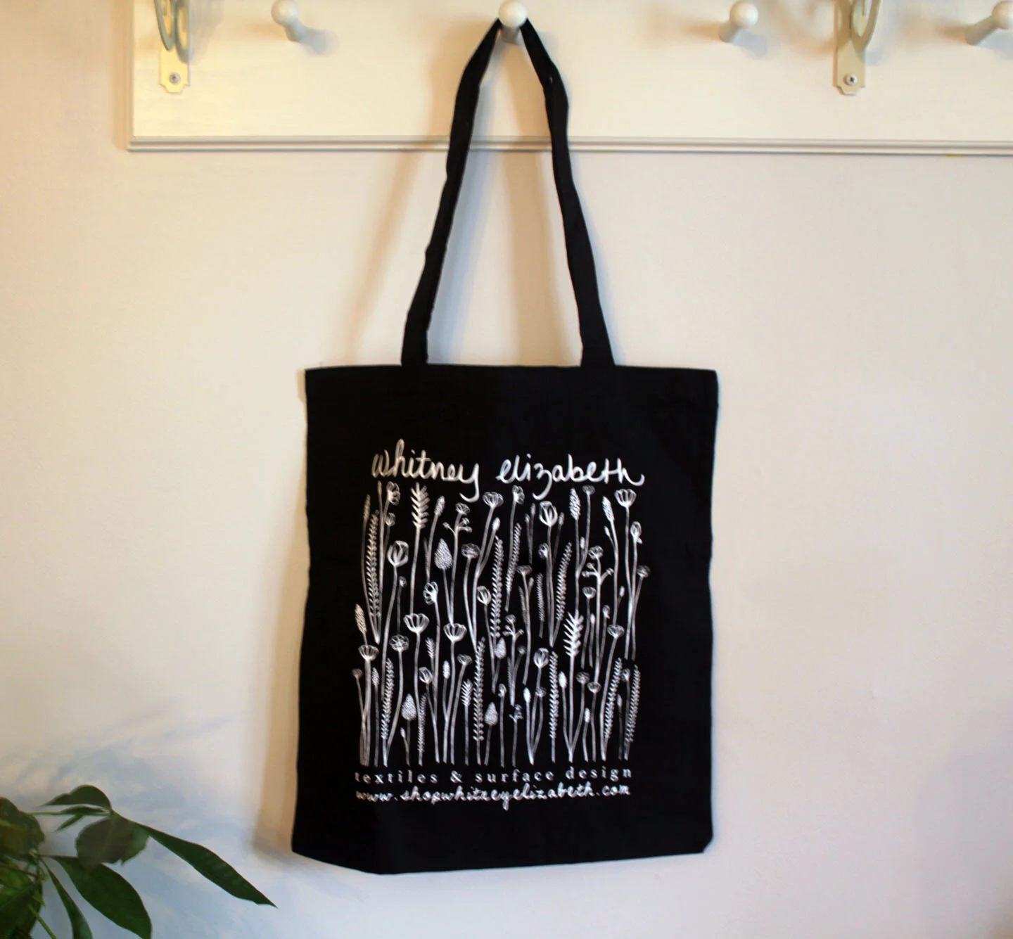 'meadow' black cotton tote