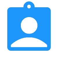 blue clipboard icon with a person on it