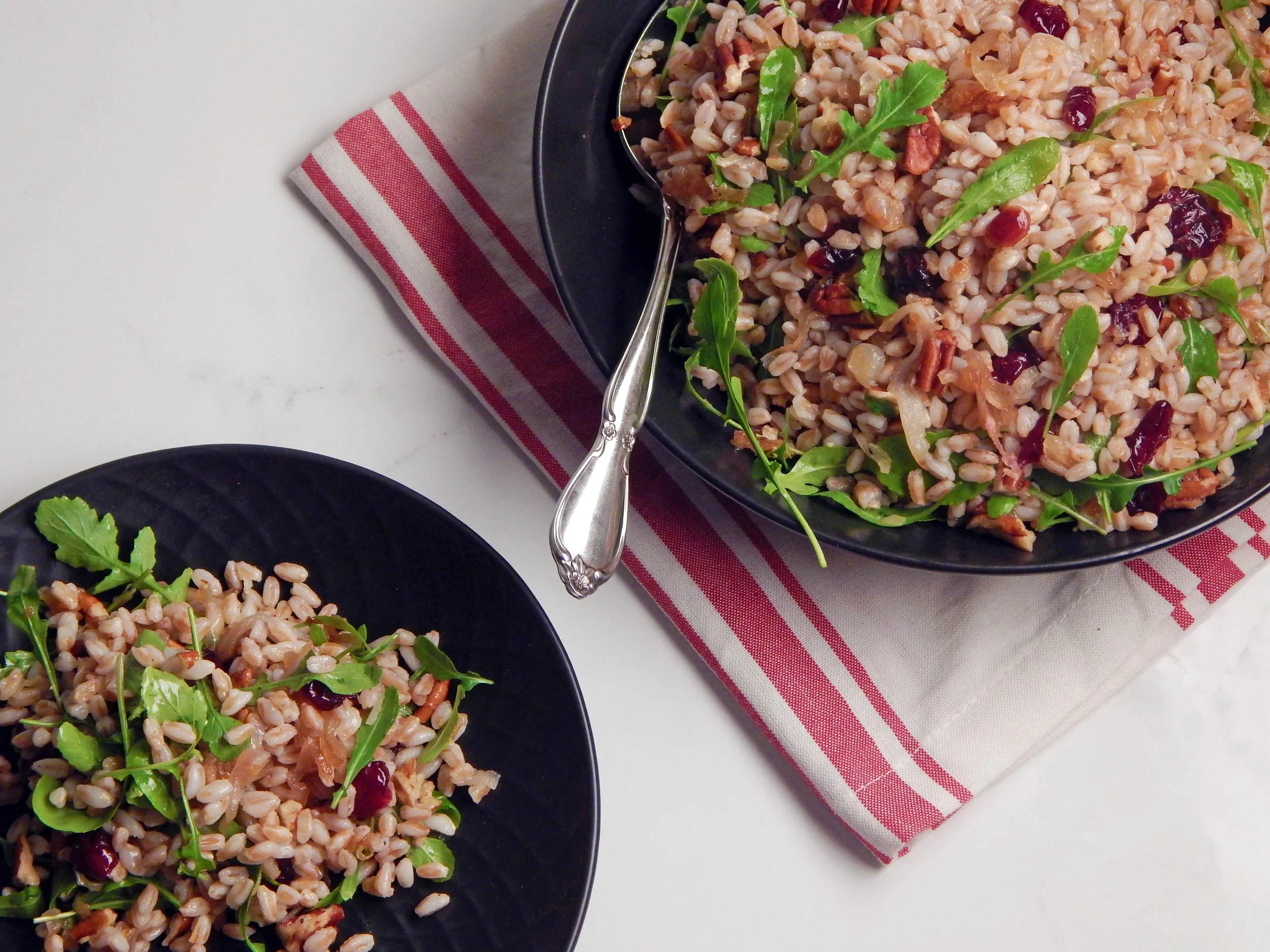 Farro Salad with Pecans, Cranberries, and Arugula