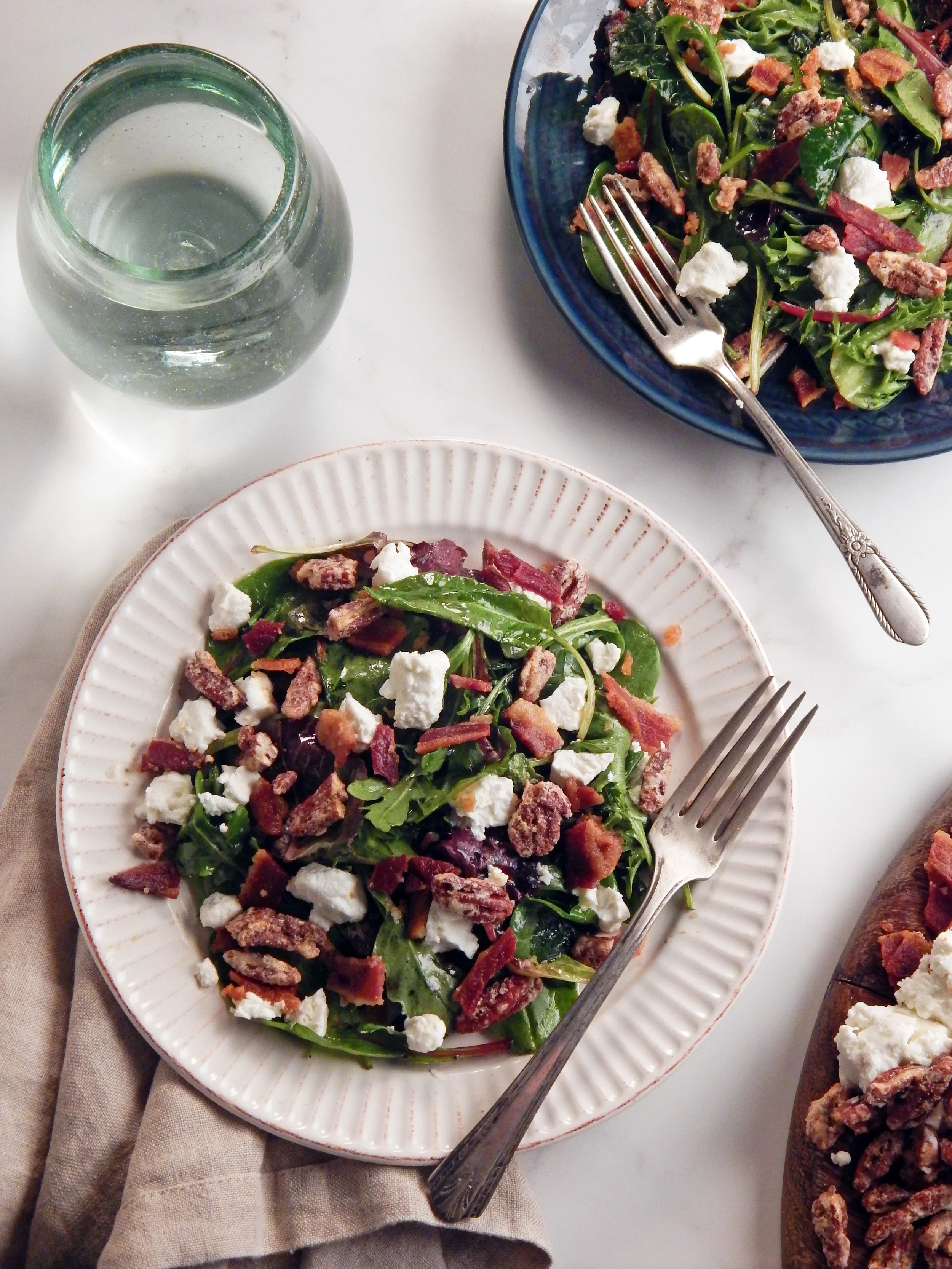 Candied Pecan, Bacon, and Goat Cheese Salad