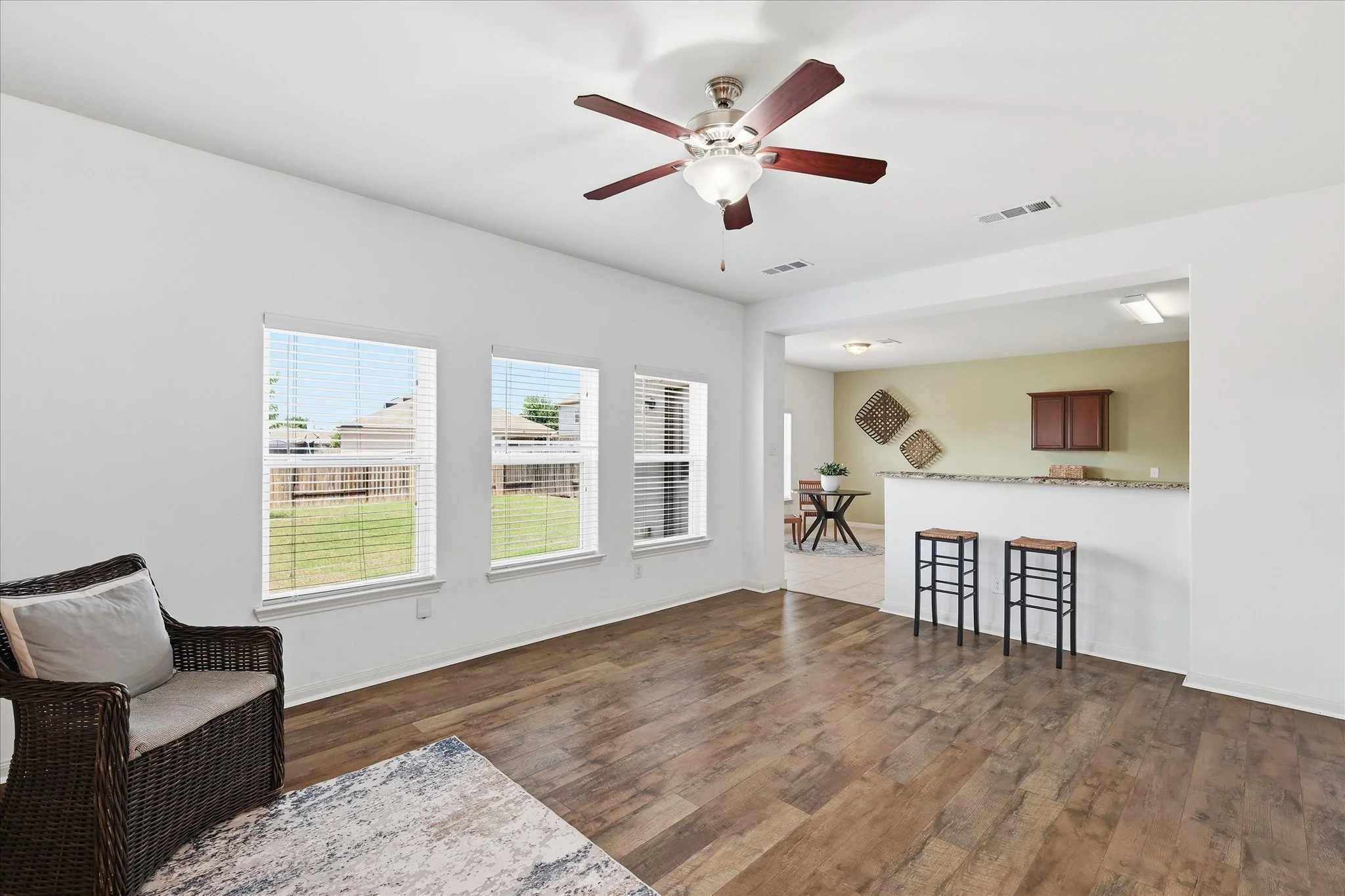 Open concept living, kitchen, and dining