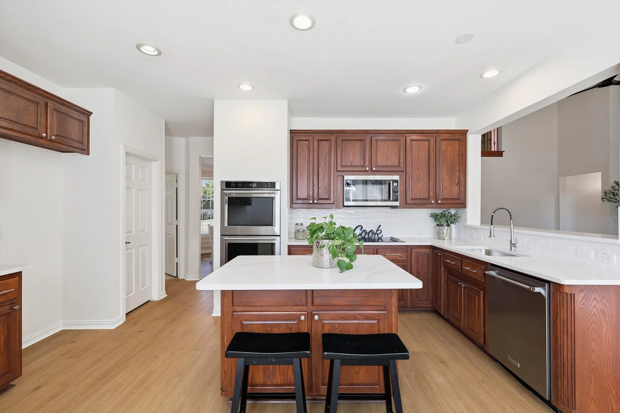 New quartz counters, subway backsplash and more.