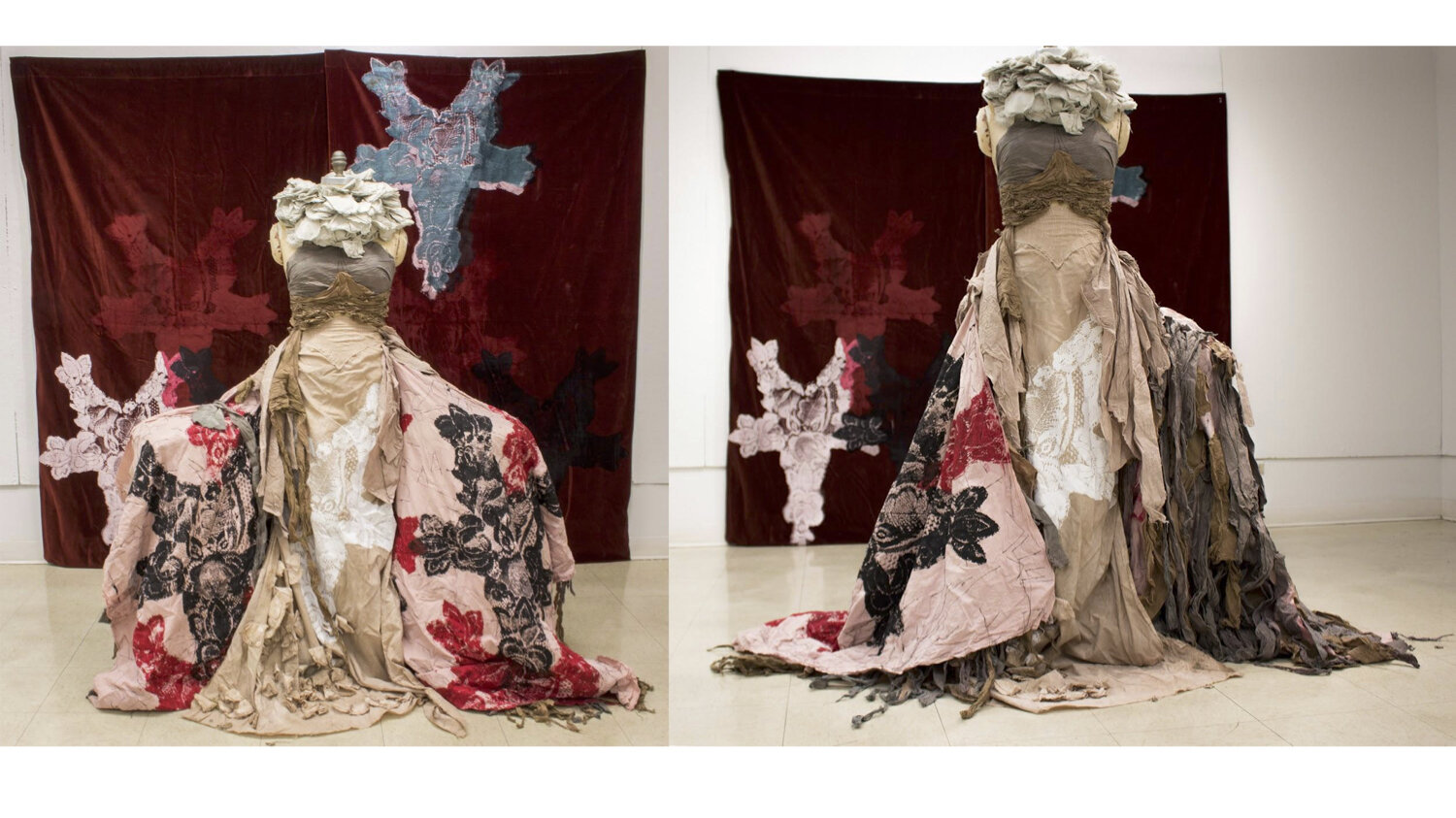 Fall 2015. A 3-piece dress made entirely out of muslin. The fabric was hand-dyed, hand sewed and silk-screen printed.