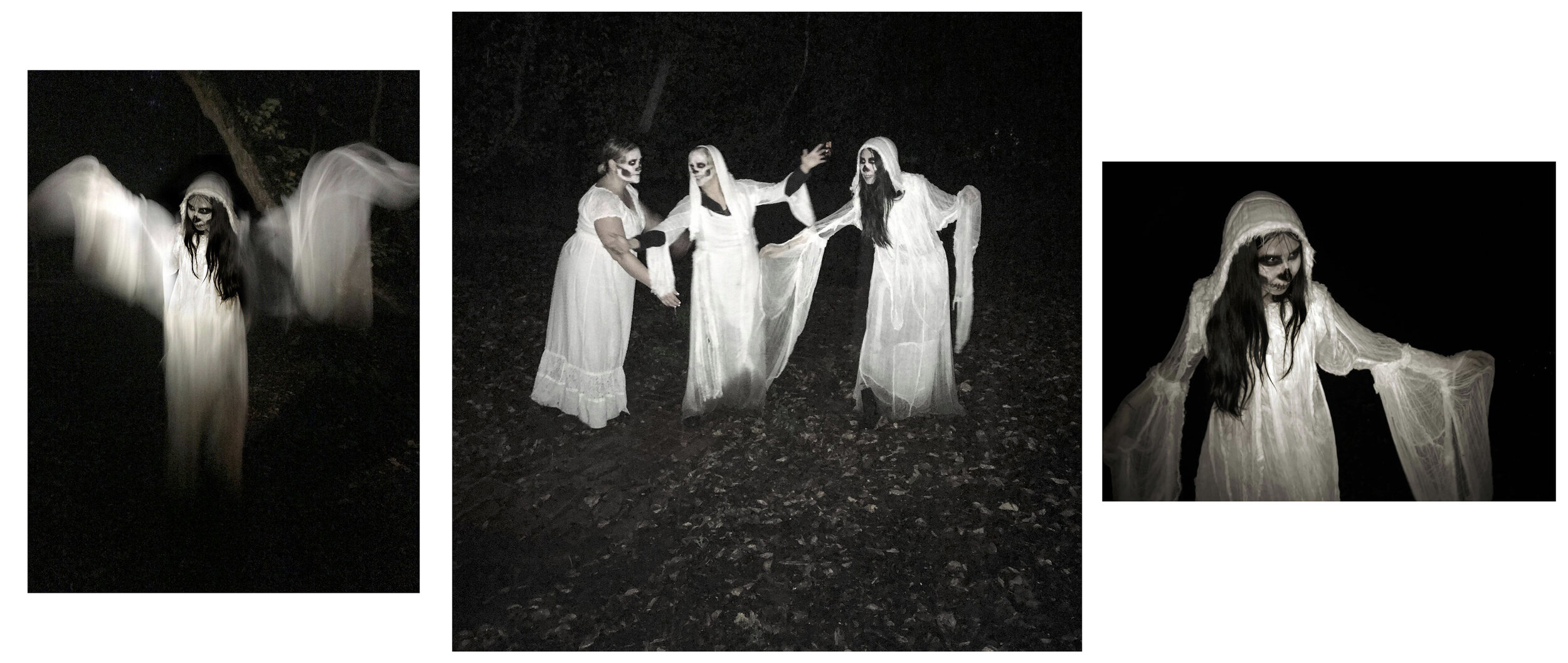 Fall 2017. Wrapping up at Ragdale’s Rags to Witches event with a mini-photoshoot. Costumes made out of cheesecloth and makeup done by me.