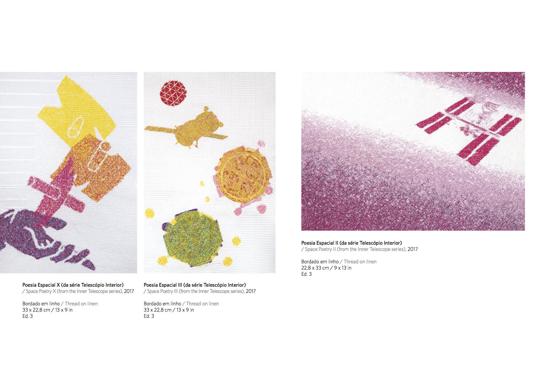 Created PE Design embroidery files and embroideries using artist Eduardo Kac’s drawings. Not photographed by me.