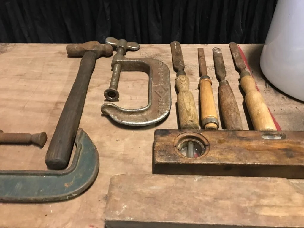 Antique Wooden Toolbox W/ Tools