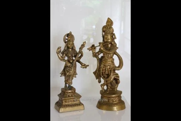 Brass Indian Musician Statue