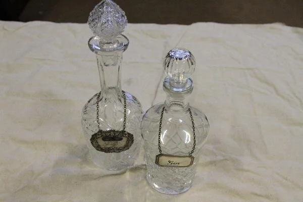 Crystal Decanters with Gin Signs