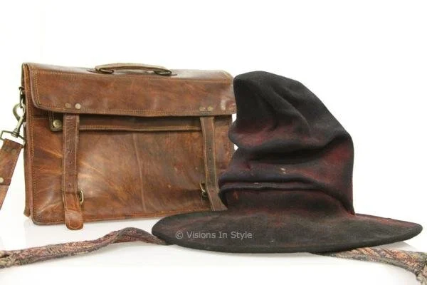Leather Indiana Jones Bag &amp; Hogwarts Sorting Hat