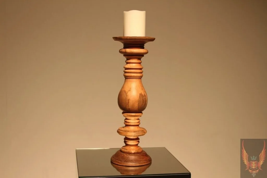 Wooden Pillar Candlestick