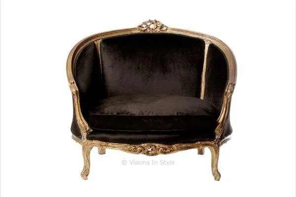 Black Velvet Antique Love Seat
