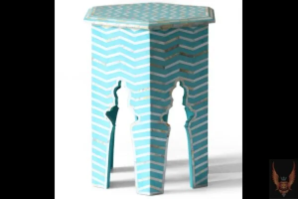Aqua Chevron End Table