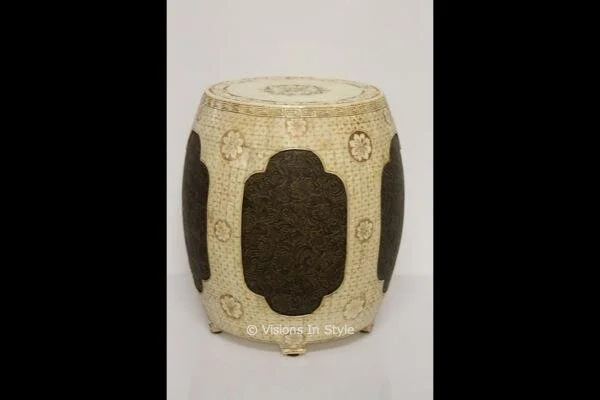 Chinese Ivory Drum End Table