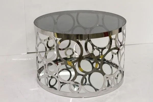 Silver Circle Table with Glass Top