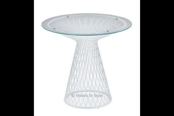 Spoke End Table with Glass Top