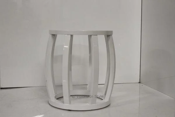 White Chinese Drum End Table