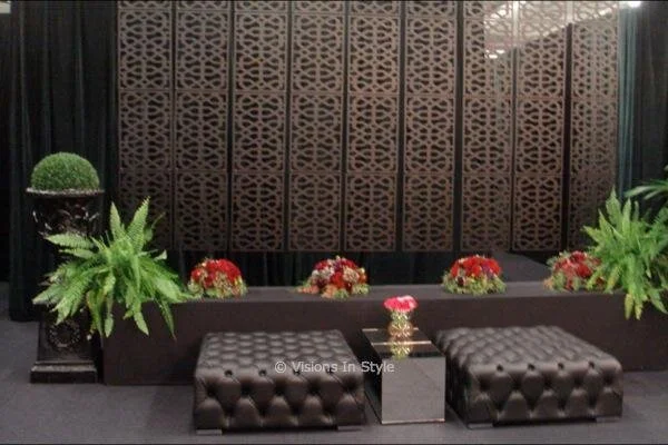 Black Leather Diamond Button Square Ottoman