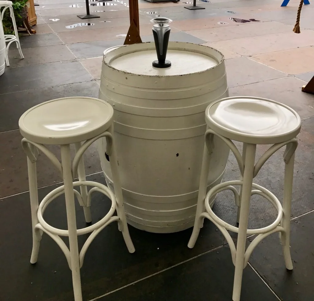 Barrel White High Bar Table