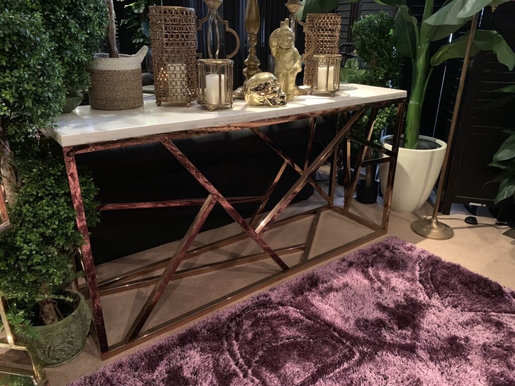 Gold Geometric Console Table