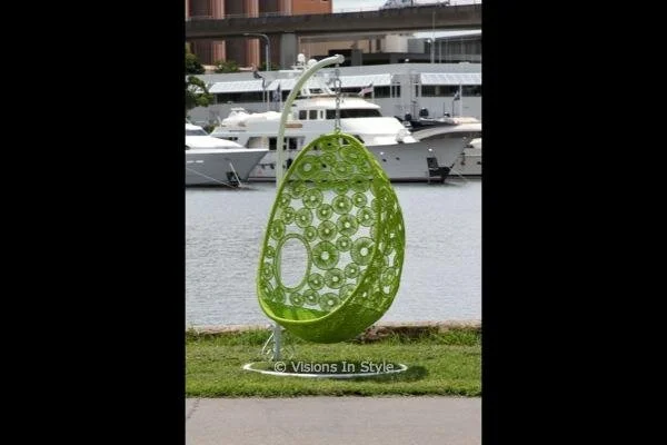 Lime Hanging Pod Seats with Stand