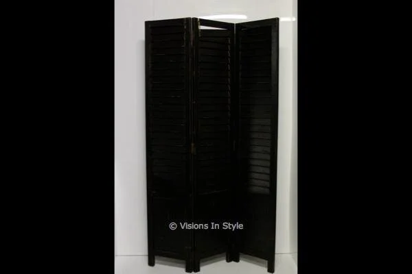 Black Slatted Folding Screen
