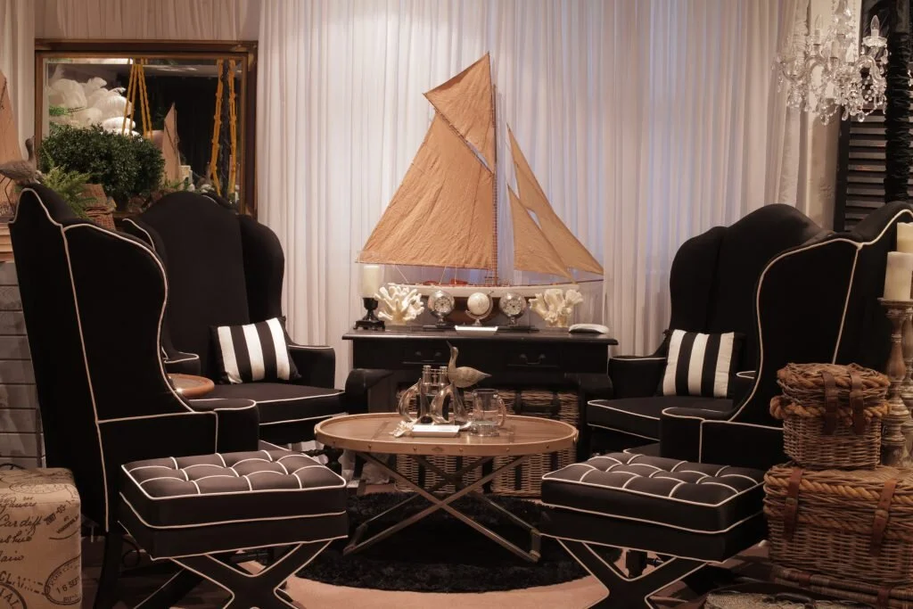 Black With White Piping Lounge Suite