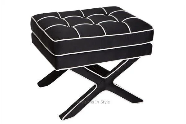 Black With White Piping Ottoman