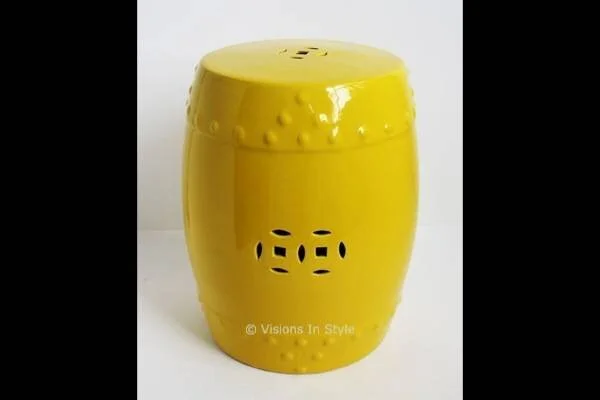 Chinese Drum End Table Yellow