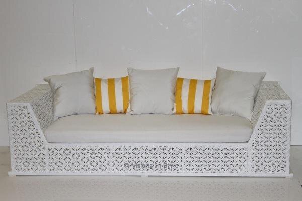 White Three-Seater Outdoor Synthetic Couch