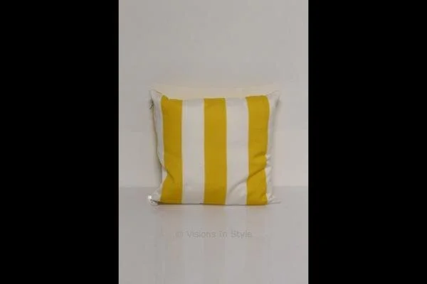 Yellow and White Striped Cushion