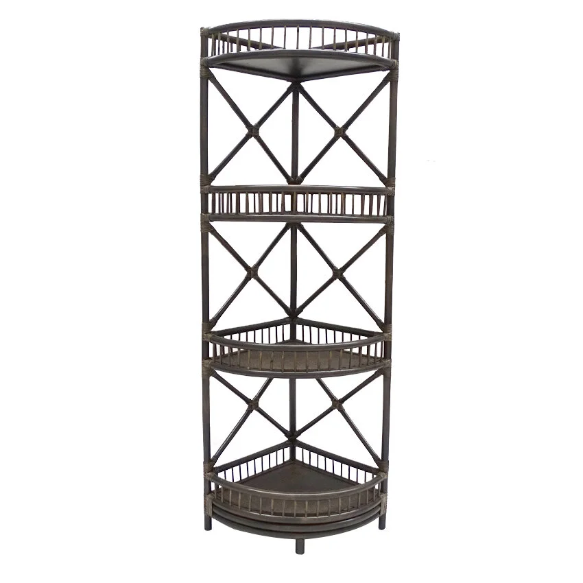 Dark Cane Corner Shelves