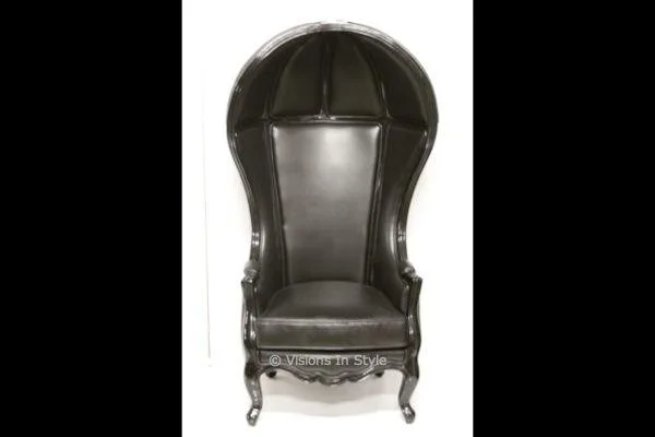 Louis Black Leather Hooded Porters Chair