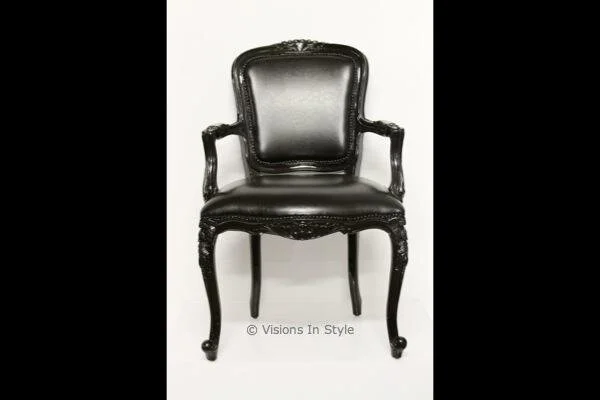 Louis Plain Black Leather Armchair