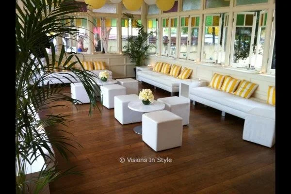 White and Yellow Coastal Seating Area