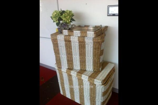 White Striped Baskets