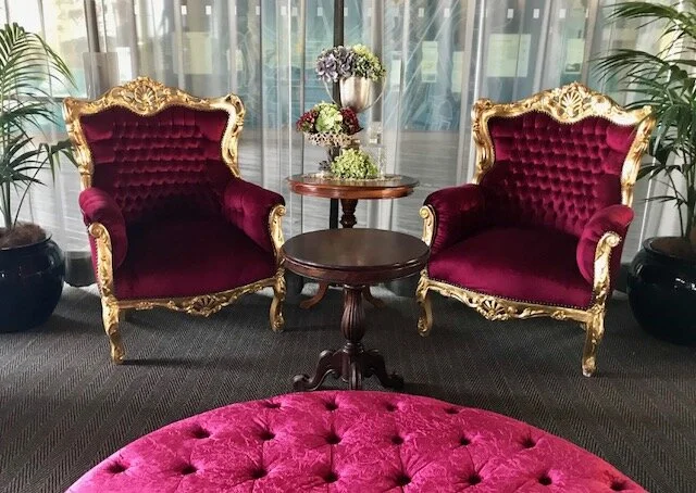 Gold Trim Velvet Arm Chair