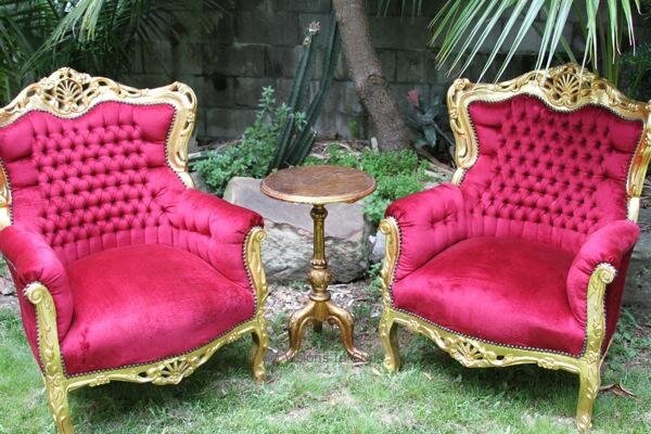 Red &amp; Gold Louis Armchair