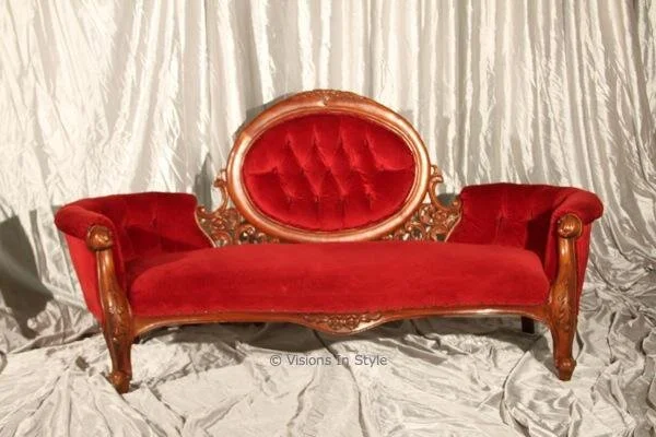 Red Velvet Circle Back Couch