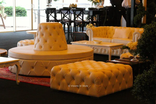 White Chesterfield Seating Area